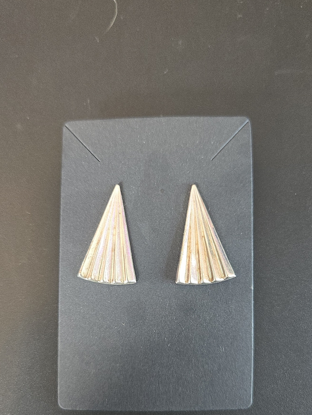 Silver Tone Triangle Detailed Earrings